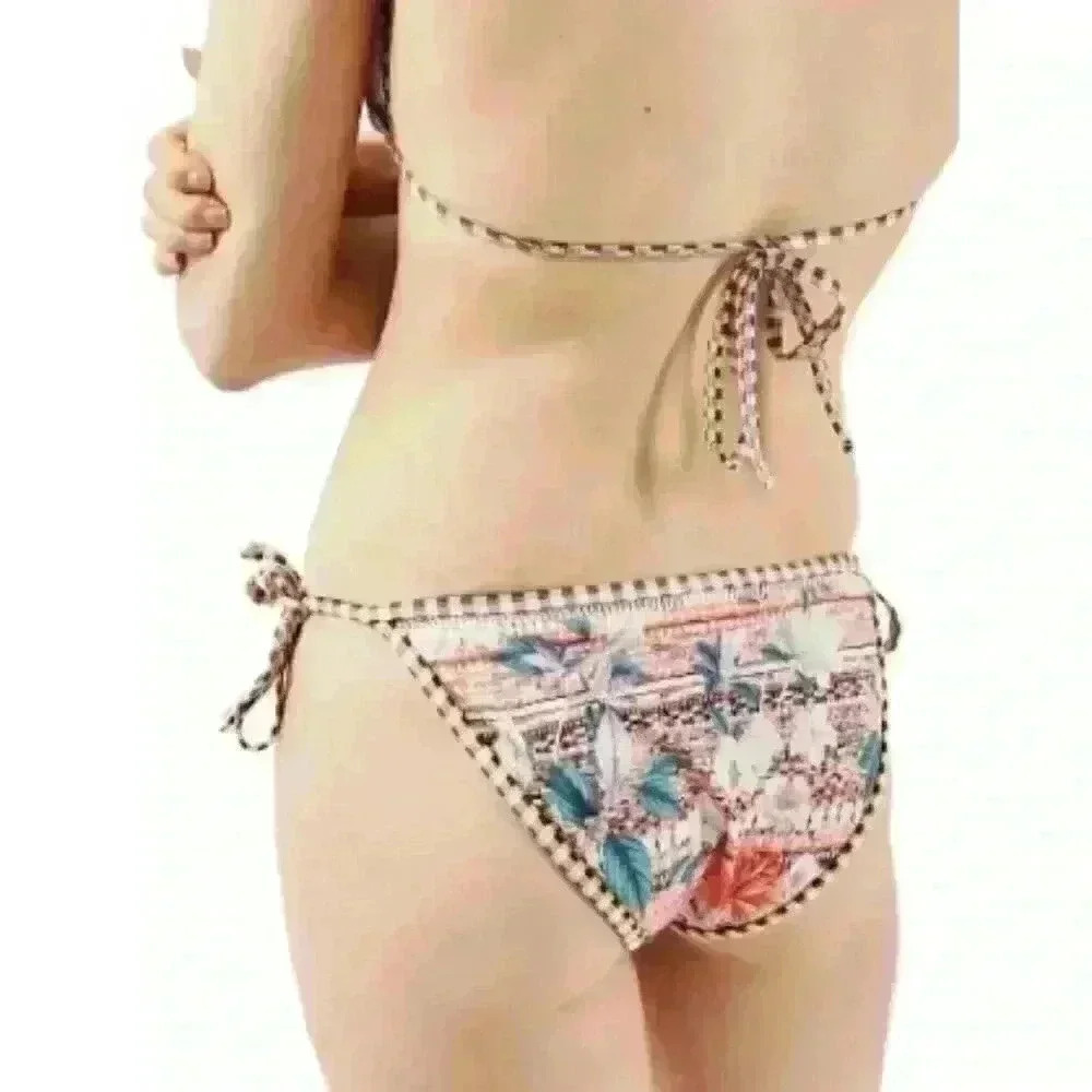 NWT Topshop Floral Geo Tie Bikini Bottoms Size 4